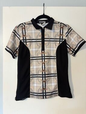 Arista Quarter-Zip Plaid Equestrian Polo, Size S